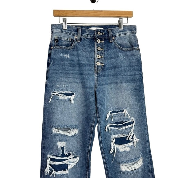 Kancan Womens Maddie Ultra High Rise 90s Boyfriend Jeans Size 26 Blue Distressed - Picture 4 of 9